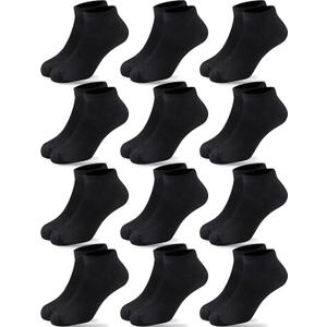 Duufin 12 Pairs Kids Socks Boys Girls Unisex Athletic Low Cut Half Cushion Ankle Socks for Kids 2-15 Years Old (6-8 Years, Black)