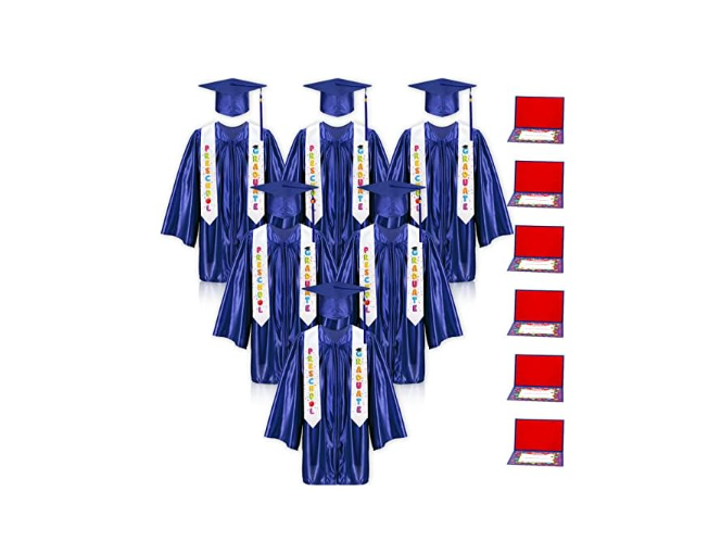 Bokon 6 Pcs 2025 Preschool Graduation - Gown Blue