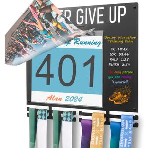 Medal Hanger Display Race Medal Hanger Holder Wall Hanger with Bib Holder Marathon Medal Holder Bib Board Holder for Runner 2 Pack Bib Organizer Bag Included