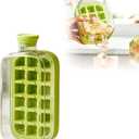Ice Cube Bottle, Ice and Water Cup In One, Touch-Free Ice Cube Tray Water Bottle, Ice Maker, Silicone Water Bottle Ice Cube Tray Press Easy Ice Release For Freezer,Coffee,Juice,Beverage (Green-12grid)