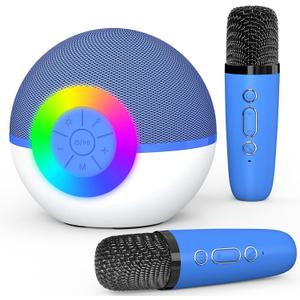 Mgaolo Mini Karaoke Machine for Kids Adults,Portable Bluetooth Speaker with 2 Wireless Microphones,Gift Toys with MP3 Player for Boys Girls 3-12 Year Old Birthday Family Home Party Present (Blue)