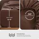 MooMee Bedding Sheet Set 100% Cotton Linen Like Textured Breathable Durable Soft Comfy (Solid Cocoa Brown, Queen)