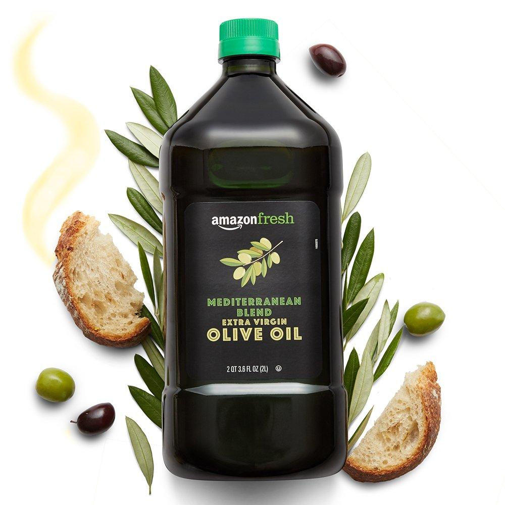 Amazon Fresh, Mediterranean Blend Extra Virgin Olive Oil, 2QT 3.6 Fl Oz (2L) Best By Nov. 24, 2025