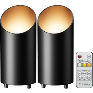 Wireless Spot Lights Indoor, Dimmable Modern Uplighter Wall Wash Lamps, Accent Light Indoor with Remote Control, 5000mAh Battery Operated Plant Uplighters Indoor with Timer, 3000K/4000K/6000K, 2 Pack [Energy Class F]