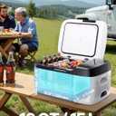 VEVOR Car Refrigerator, DC 12/24V AC100-240V Compressor Electric Cooler, -4°F to 68°F Car Fridge with APP Control, 16 QT Cars Freezer for RVs, Campsites, Boats, Camping, Fishing, 60W Portable Freezer, 22.36 x 12.99 x 10.98 inch