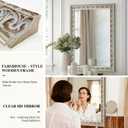 White Bathroom Mirrors for Over Sink, 36.6" x 24.8" Vintage Farmhouse Decorative White Wall Mirror with Ornate Butterfly Carvings Solid Wood Frame, for Bedroom, Living Room, Entryway