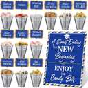 25 Pcs Graduation Candy Buffet Party Decoration Graduation Table Candy Bar Snack Labels Signs and 5'' Buckets with Handle for Class of 2026 High School College (Pure Style,Blue)