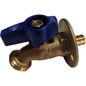 1 Piece XFITTING 1/2" Pex B x 3/4" GHT Hose Bibb with Flange, Pex B Garden Valve, Brass, Water or Oil (0.5 Inch)