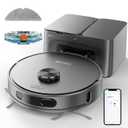 SHELIKI Robot Vacuum and Mop, 3-in-1 Robotic Vacuum Cleaner with 6000Pa Strong Suction, 360° LiDAR Navigation, Smart Mapping,70-Day Self-Emptying Base for Pet Hair, Carpets & Hard Floors