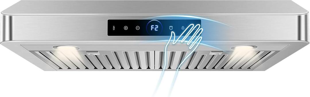 30 inch Under Cabinet Range Hood 1200 CFM with 4-Speed Gesture Sensing & Touch Control, Stainless Steel Kitchen Stove Vent Hoods with 2 LED Lights, Time Setting, Dishwasher-Safe Baffle Filters