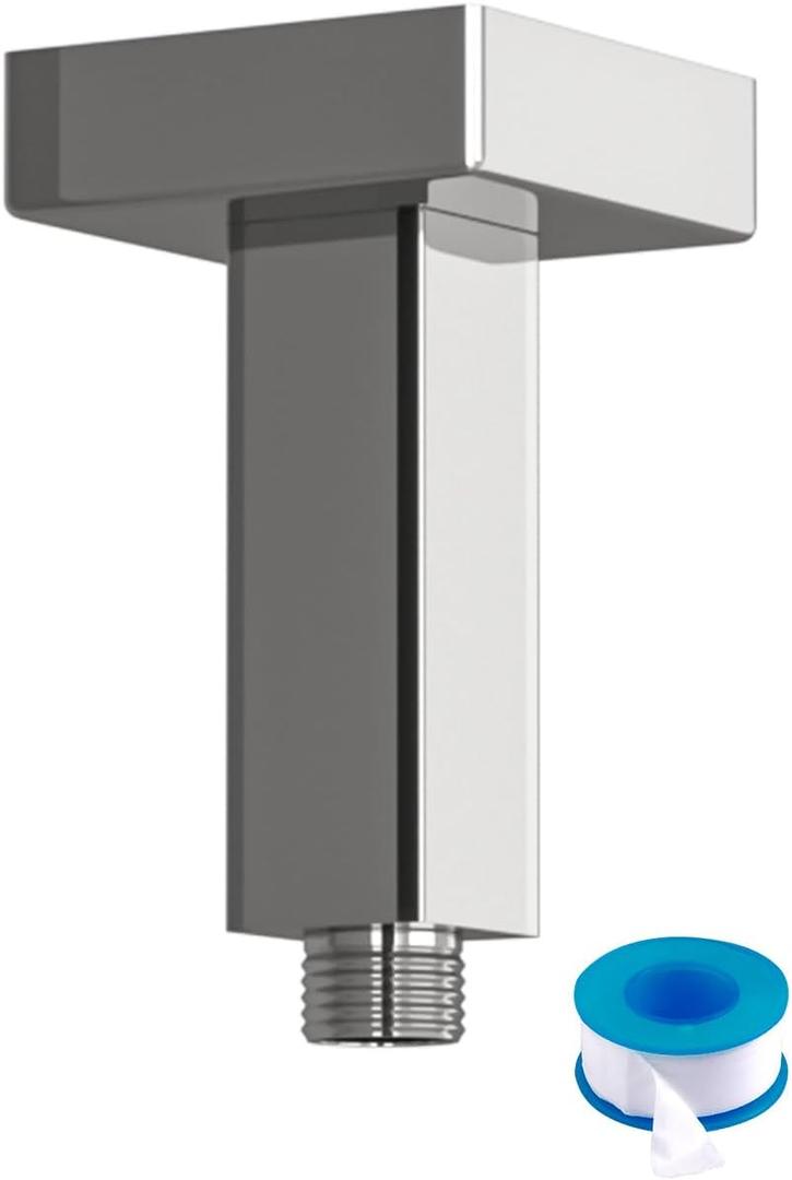 Lordear Polished Chrome Ceiling Mount Shower Arm and Flange, 3" Shower Head Extension Arm Design for Rainfall Showerhead, Square