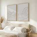 Large Framed White Abstract Wall Art Set of 2 for Living Room, Neutral Minimalist Modern Print Canvas Artwork for Walls, Contemporary Abstract 2D Wall Decor for Bedroom Office Hallway, 24x36 In, 24" W x 36" H x 2Pcs