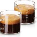 Mfacoy 2 Pack Measuring Cups, 75ML Espresso Cups with Handle, Espresso Shot Glasses with V-Shaped Mouth, Clear Accessories, Milk Frothing Pitcher | with Handle, with V-Shaped Mouth, Accessories