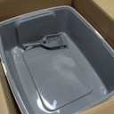 Amazon Basics Large Cat Litter Box with High Sides, Open Top for Easy Access, Includes Scoop with Storage, 19" x 15" x 11.75", Grey/Beige