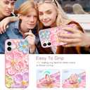 for iPhone 16 Plus Wallet Case with Card Holder, Cute 3D Oil Painting Floral Crossbody Case with Kickstand [Screen Protector+Camera Lens Protector] Flip Cover for iPhone 16 Plus, Rose Gold