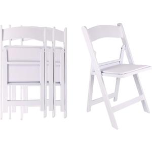 BTEXPERT White Resin Folding Event Chairs - Set of 4, 1000 lb Weight Capacity, Padded Seats, Stackable, Lightweight & Durable Indoor/Outdoor for Home Dining Party Wedding Picnic Camping Church