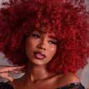 GKtineke Afro Wig 14Inch Afro WIgs for Black Women 70s Afro Kinky Curly Wig Bouncy Huge Fluffy Puff Wigs Synthetic Hair for Cosplay Daily and Party (Burgundy)