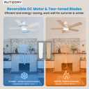 42 Inch Low Profile Ceiling Fan with Light, White Ceiling Fans with Lights and Remote, Flush Mount, 6 Speeds Reversible Quiet DC, 3CCT Dimmable, Indoor Outdoor Ceiling Fans for Patios Bedroom