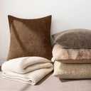 MIULEE Pack of 2 Decorative Throw Pillow Covers Soft Chenille Throw Pillows Solid Neutral Farmhouse Textured Cushion Covers for Couch Sofa Bedroom Living Room 20x20 Inch,Honey Brown