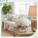 Zeyune 4 Pack Artificial Hydrangea Flowers with Vase (White)