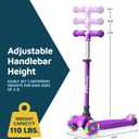 Lifemaster Mini 3-Wheel Kids Scooter with Multi-Color Wheel Lights 4-Height Adjustable Handlebar, Wide Anti-Slip Deck, Child Safety Certified, Boys & Girls Ages 2+ Supports Up to 110 lbs
