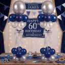 Hollowfly 2 Sets Retirement Party Decorations Navy Blue and Silver Balloon Stands Happy Retirement Table Decorations Balloon Stand Decor for Men's 50/60th Birthday Anniversary Party Decor Supplies