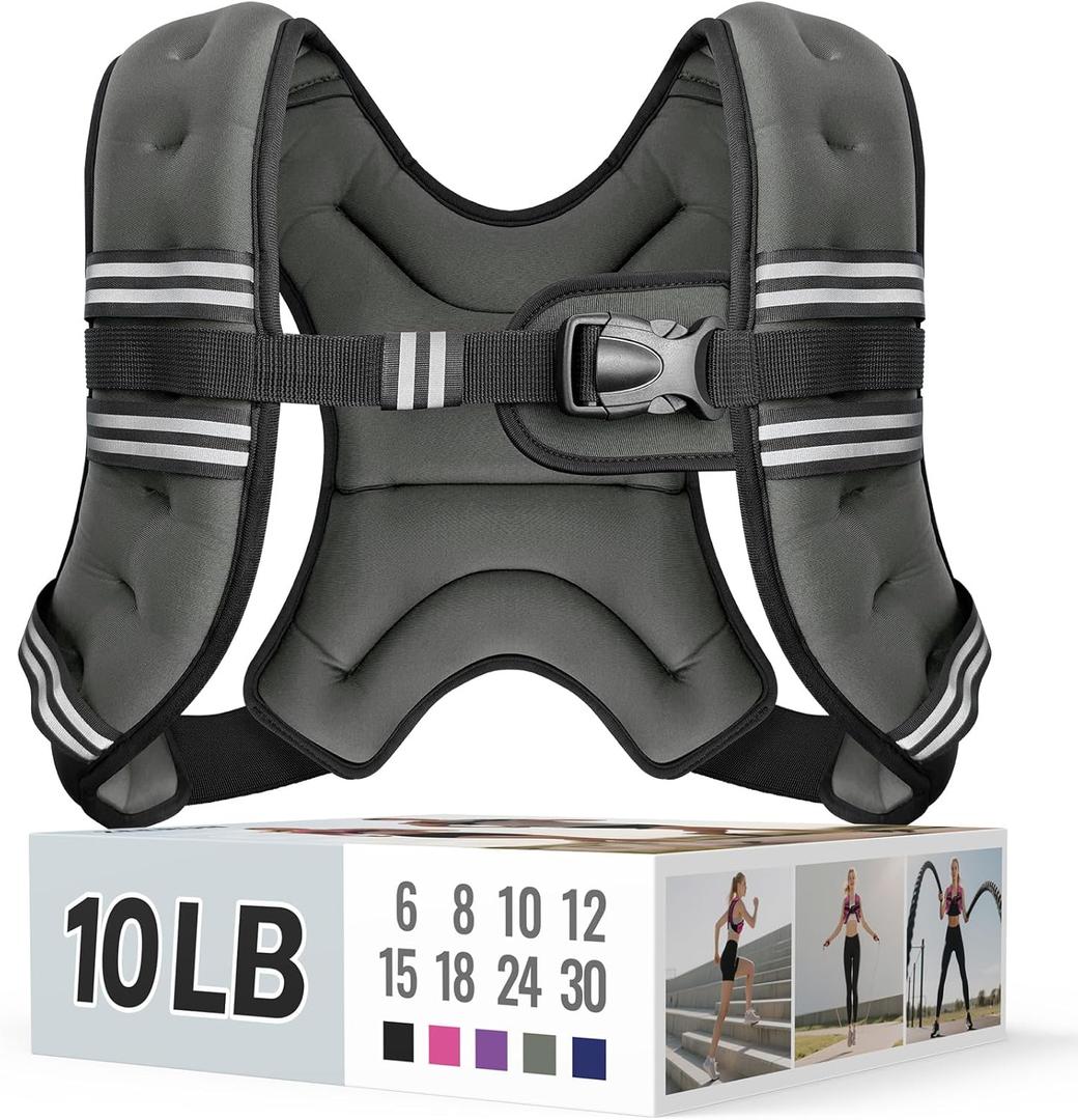 Zeerun Weighted Vest for Women & Men with Reflective Stripe and Adjustable Buckle, Comfortable & Durable Rucking Vest for Walking, Running & Strength Training, 10 Lb