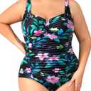 Daci Women Plus Size One Piece Swimsuits - Tummy Control Retro Ruched Bathing Suits Vintage Swimwear (18+)