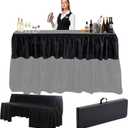 Vercraft Portable Bar Top Riser Tables with Skirt, Black Skirt, 6 ft, Black