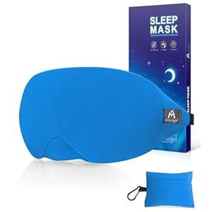 Mavogel Cotton Sleep Eye Mask - Updated Design Light Blocking with Adjustable Nose Bridge, Soft and Comfortable Night Eye Mask for Men Women, Eye Blinder for Shift Work, Includes Travel Pouch, Cobalt Blue