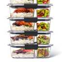 Rubbermaid Brilliance Meal Prep Containers, 2-Compartment Food Storage Containers, 2.85 Cup, 5-Pack, BPA-Free, Clear/Grey