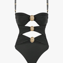 Verdusa Women's Sexy One Piece Swimsuit Ruched Cut Out Color Block Swimwear Bathing Suit (Size XL)