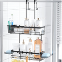Over the Door Shower Caddy Hanging: Black Rustproof Shower Organizer over the Door - No Drilling Bathroom Rack for Inside