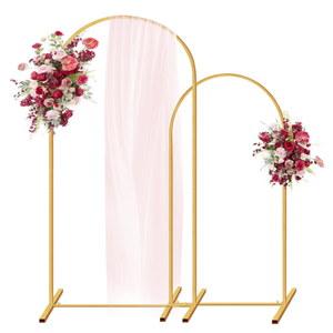 Metal Arch Backdrop Stand, 7.2FT+6FT Wedding Arch Frame, Gold Wedding Arch Backdrop Stand Set of 2, Balloon Arch Backdrop for Wedding Birthday Party Baby Shower Graduation Ceremony Decor