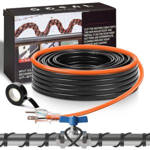 30FT(3FT~160FT) Water Pipe Heat Cable for Pipe Freeze Protection, Pipe Heating Cable for Metal And Plastic Home Pipes, Energy-Saving Heat Trace Cable Keeps Water Flowing, 120V 5W/ft (Black)