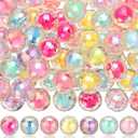 Hotop 126 Pcs Shiny Ab/UV Color Acrylic Faceted 15mm Bubblegum Beads 7 Colors Mixed Lots DIY Acrylic Round Bubble Beads for Pen Jewelry Bracelet Making Gifts(Colorful)