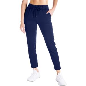 Yogipace Women's 7/8 On The Go Ankle Pants with Pockets, Stretch Travel Pants, Yoga Casual Lounge Wear,Dark Blue,27",Size L