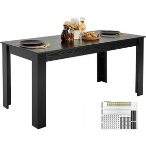 VEVOR Rectangle Dining Table, 63 inch Length Large Wood Tables for 4-6 Person, Modern Dinner Furniture, Conference Desk Supporting for 330LBS, for Home Kitchen Living Room, Black(Only Table)