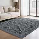 Fluffy Rug Shag Area Rug, Grey 4x6 Area Rugs for Bedroom, Small Bedside Rug, Soft Fluffy Shag Entryway Throw Rugs for Living Room Bedroom Kids Room Home Decor