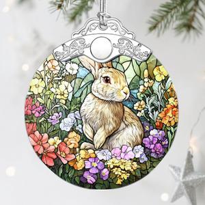 2 x Rabbit Ornament, Stained Glass Christmas Decorations, Christmas Ornaments for Tree, Holiday Ornament, Gifts for Rabbit Lovers, Holiday Party Gifts, Gift Ideas & Xmas Gift