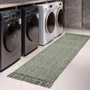 Collive Hallway Runner Rug, 2' x 6' Hand-Woven Reversible Washable Entryway Rug, Olive Green/Cream Cotton Modern Farmhouse Laundry Room Rug Long Carpet for Bathroom Sink Foyer Bedroom