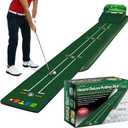 Golf Putting Mat Putting Green Indoor & Outdoor with Ball Return and 3 Holes Improve Accuracy and Speed Durable Wrinkle-Resistant Velvet Crystal Mat Golf Accessories for Men