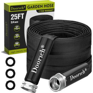 Garden Hose, Lightweight, Ultra Flexible, Durable, Kink-Free Water Hose - Made of TPU, Drinking Water Safe Material, Non-Shrinking, Easy to Store, All-Weather, Black (25 FT)