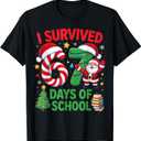 I Survived 67 Days of School Christmas Candy Cane Six Seven T-Shirt L