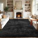 Fluffy Area Rugs for Bedroom - Soft Plush Shag Rug for Living Room Nursery Kids Room - Non Slip Fuzzy Shaggy Floor Carpets for Girls Boys Play Room Dorm Decor (Black, 5' x 7')