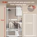 AiWMGL 71" Extra Tall Cat Pet Gate for Doorways Indoor Proof29.92-37.80" Wide Tall Dog Puppy Safety Baby Gate for Cat Pet, Pressure Mounted No Drill Walk Through White Metal