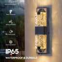 HITTO Porch Lights Outdoor, Dusk to Dawn Outdoor Lighting 15.6'' Outdoor Wall Sconce, IP65 Waterproof LED Exterior Lamp, Ripple Crystal Glass, Black&Gold Modern Porch Light for House Front Door 2 Pack, 15.6IN