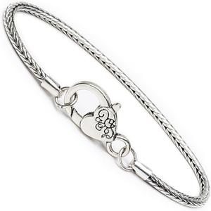 RUBYCA 5pcs 20cm Snake Chain 18KGP Silver Plated Charm Bracelet European Bead Lobster Heart Clasp
