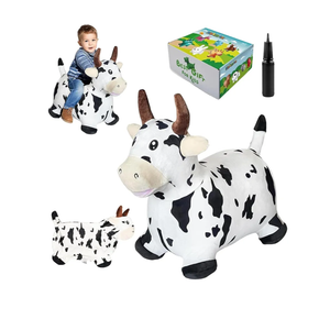 HotMax Bouncy Cow Hopping Toy, Removable Inflatable Plush Bouncing Horse for Toddlers, Outdoor Ride on Bouncy Farm Animals, Birthday Gift for 18 Months 2 3 4 Year Old Boy or Girl