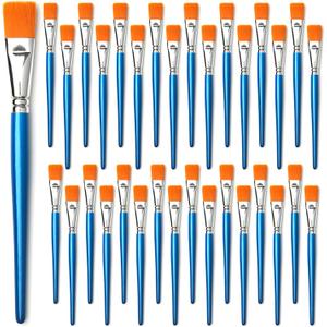1 inch Flat Paint Brushes for Acrylic Painting, 32 Pieces Large Acrylic Paint Brushes Bulk for Acrylic, Watercolor, Oil, Crafts, Face Body Art